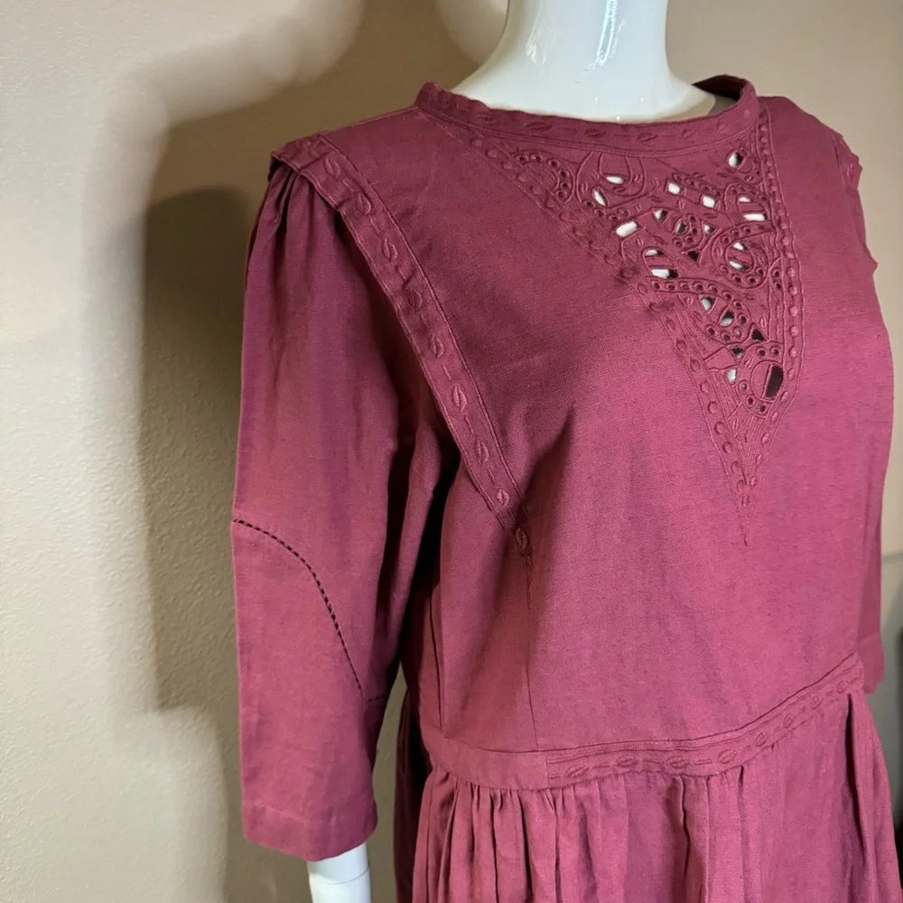 BA&SH Robe Lune in Raspberry - Picture 5 of 12